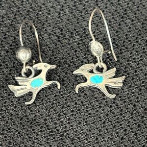 Vintage Silver and turquoise roadrunner Earrings